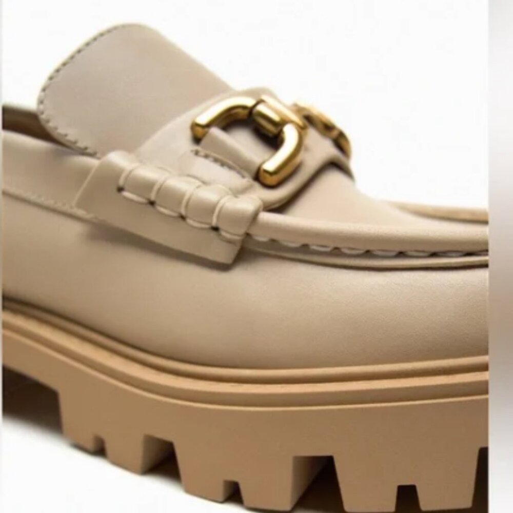 Zara Leather Buckle Lug Sole Loafers - Picture 7 of 8